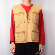 画像5: VINTAGE ハンドメイド レースアップレザーベスト (5)