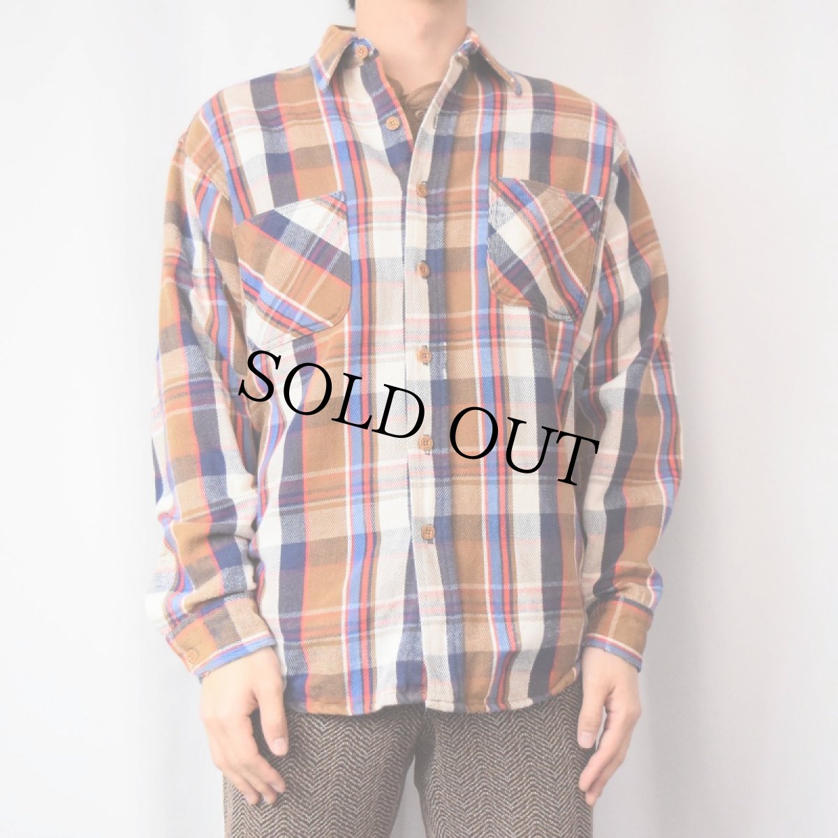 画像2: 80's BIGMAC USA製 チェック柄 ヘビーネルシャツ L (2)
