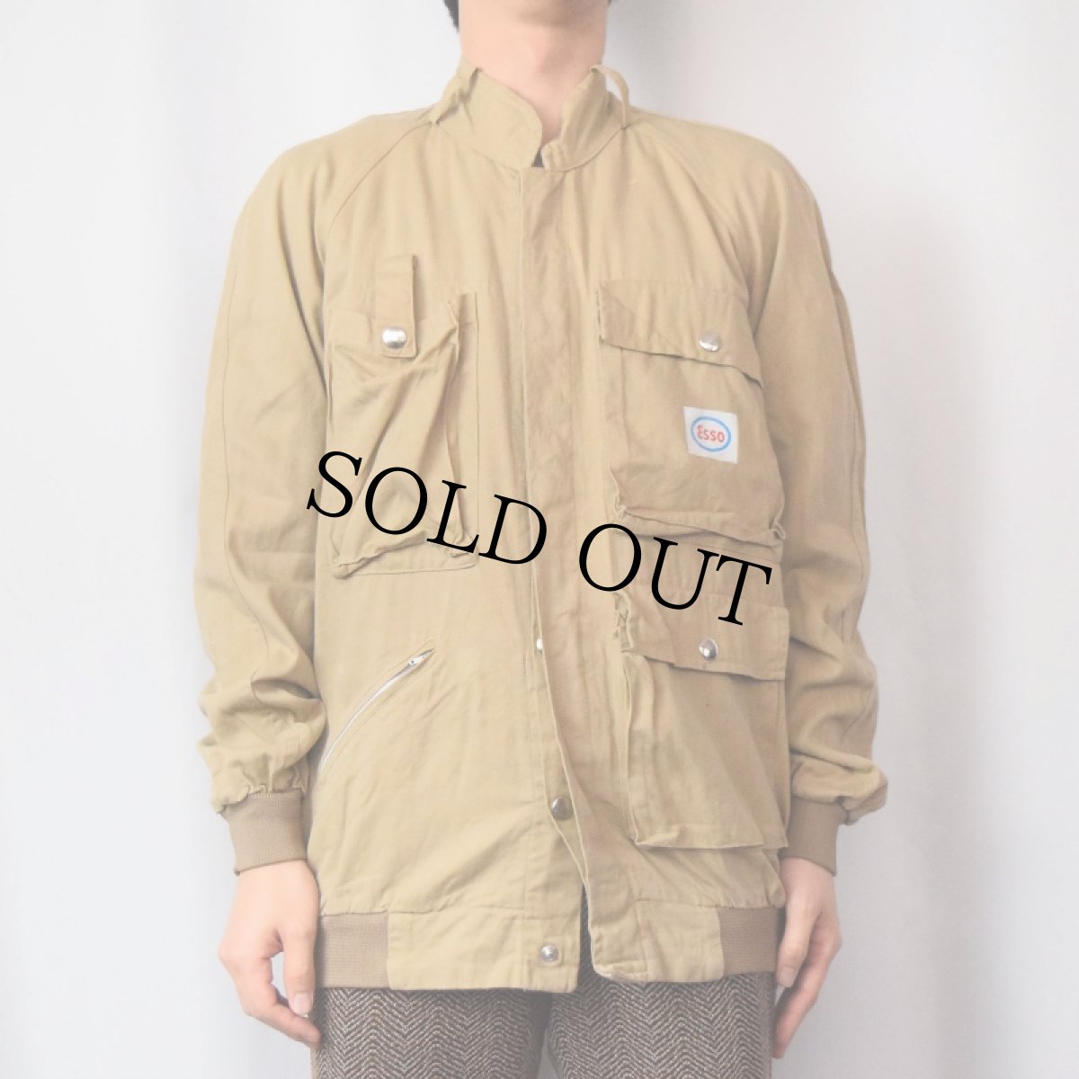 画像2: AFTI "ESSO" 石油会社プリント コットンワークジャケット SIZE50 (2)