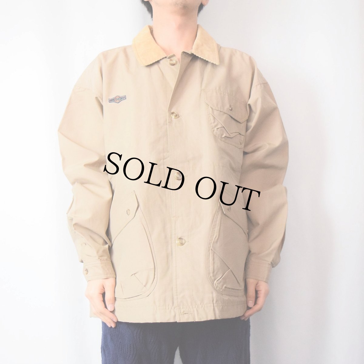 画像2: 90's Columbia チンスト付き コットン×ナイロン ハンティングジャケット L (2)