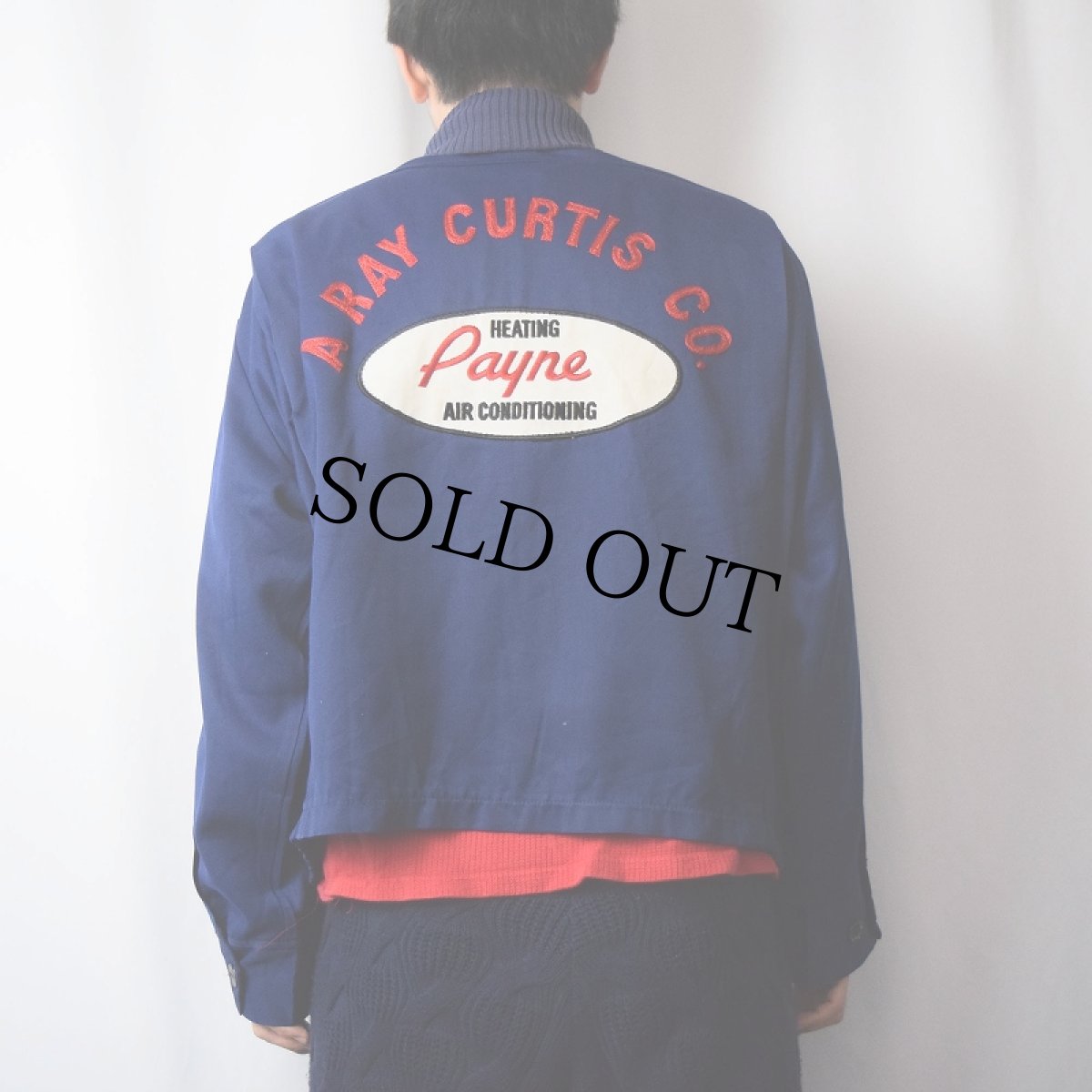 画像4: 60〜70's Unitog USA製 チェーンステッチ パッチ付き ワークジャケット NAVY SIZE48 REGULAR (4)