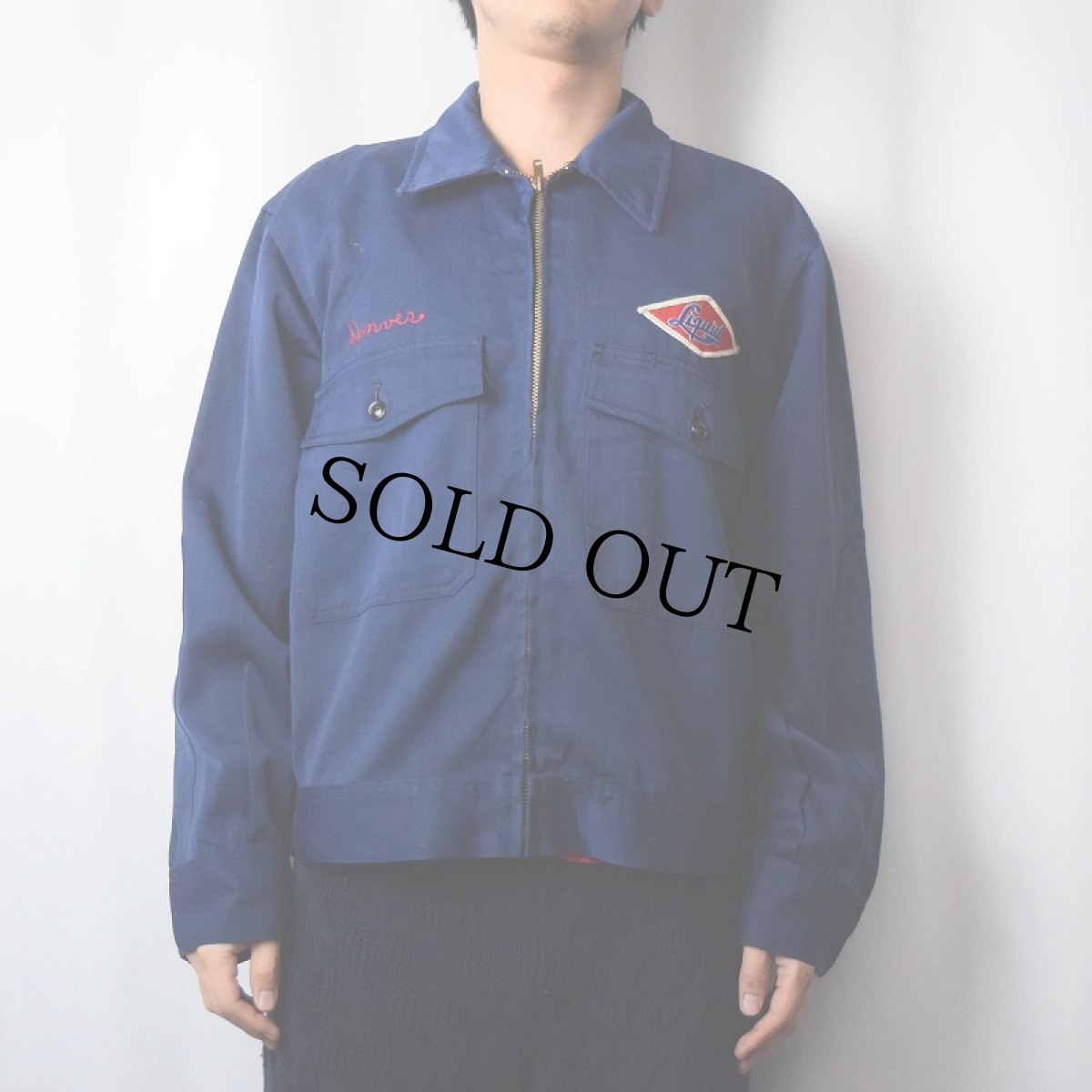 画像3: 60〜70's Caleb V Smith & Son パッチ付き ポリエステル×レーヨン ワークジャケット NAVY (3)