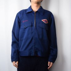 画像3: 60〜70's Caleb V Smith & Son パッチ付き ポリエステル×レーヨン ワークジャケット NAVY (3)