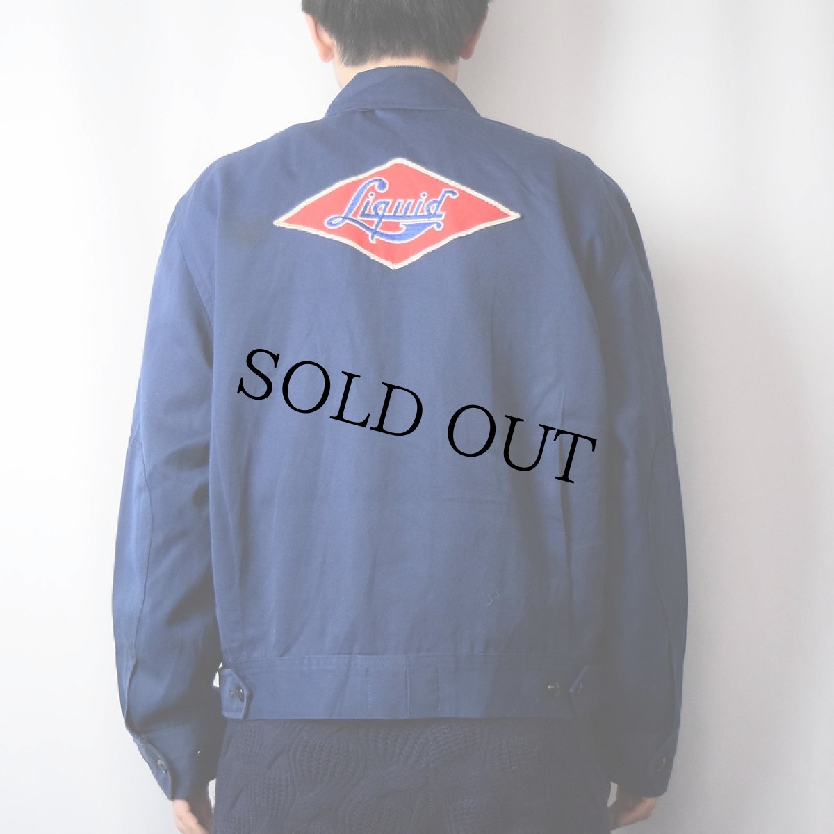 画像4: 60〜70's Caleb V Smith & Son パッチ付き ポリエステル×レーヨン ワークジャケット NAVY (4)