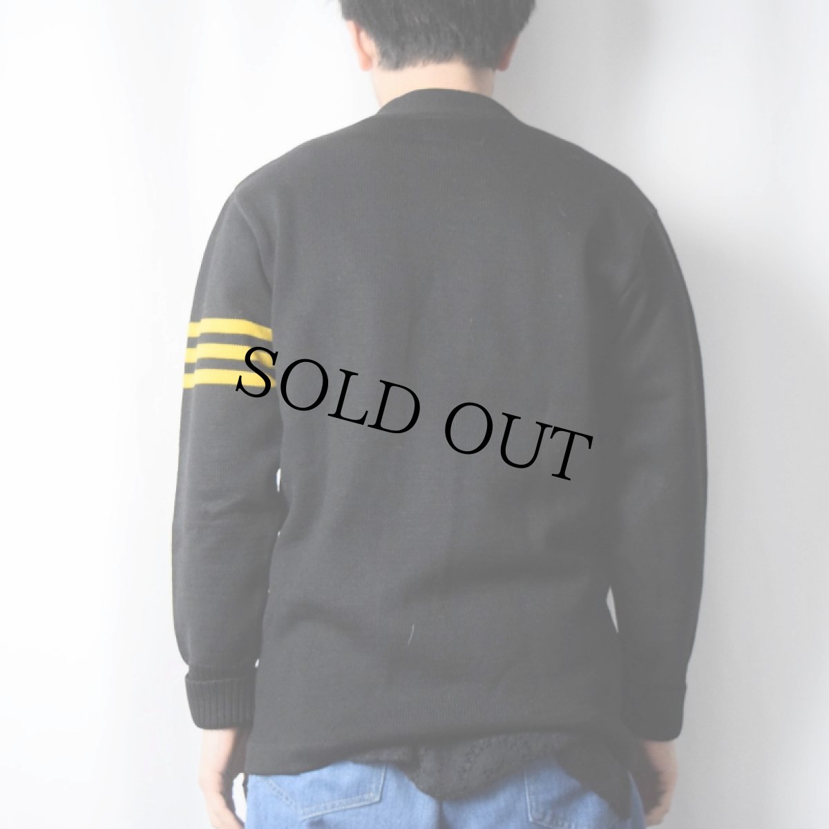 画像3: 60's Whiting ワッペン付き レタードニットカーディガン BLACK SIZE40 (3)