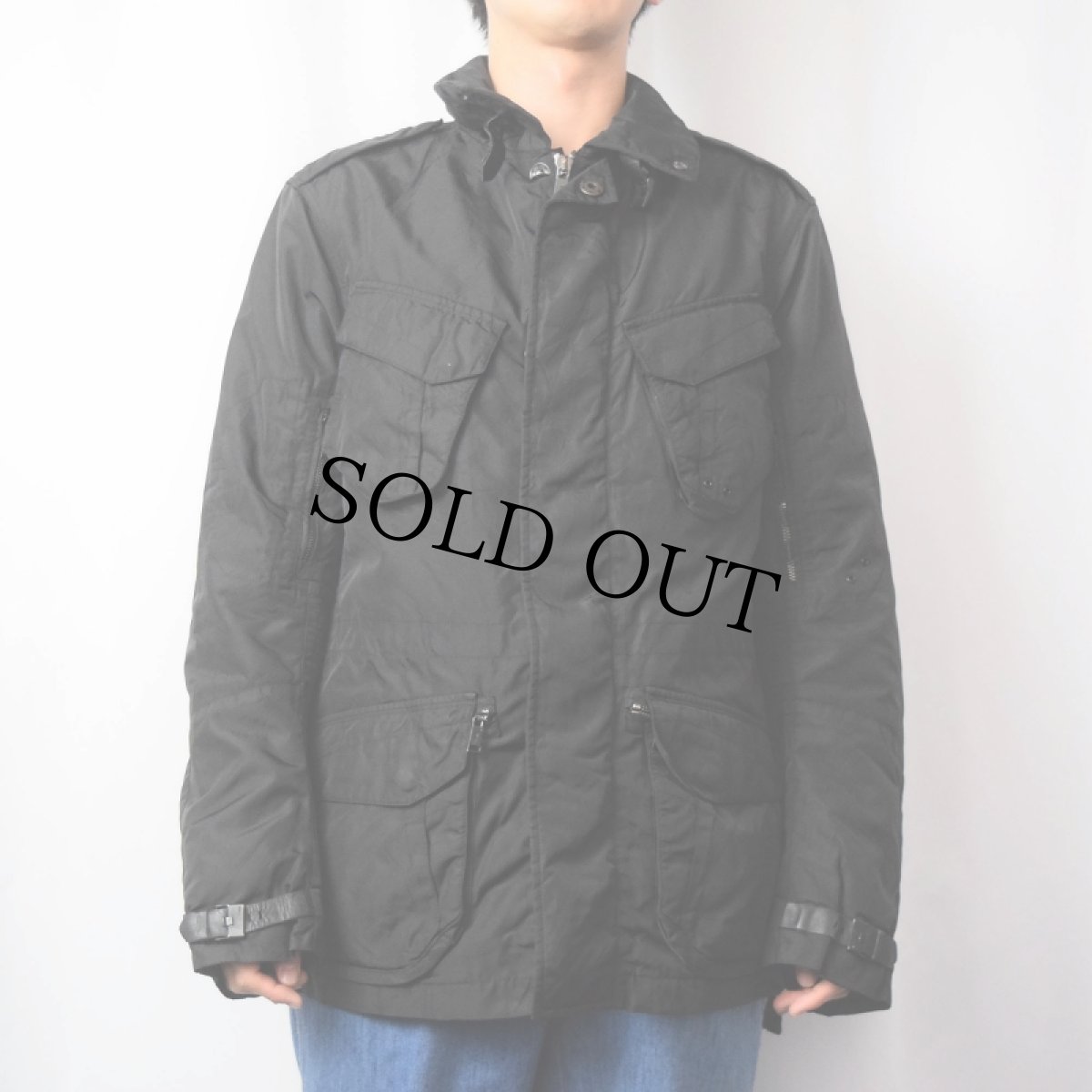 画像2: RALPH LAUREN BLACK LABEL ITALY製 "MILITARY TYPE" ナイロンジャケット BLACK M (2)