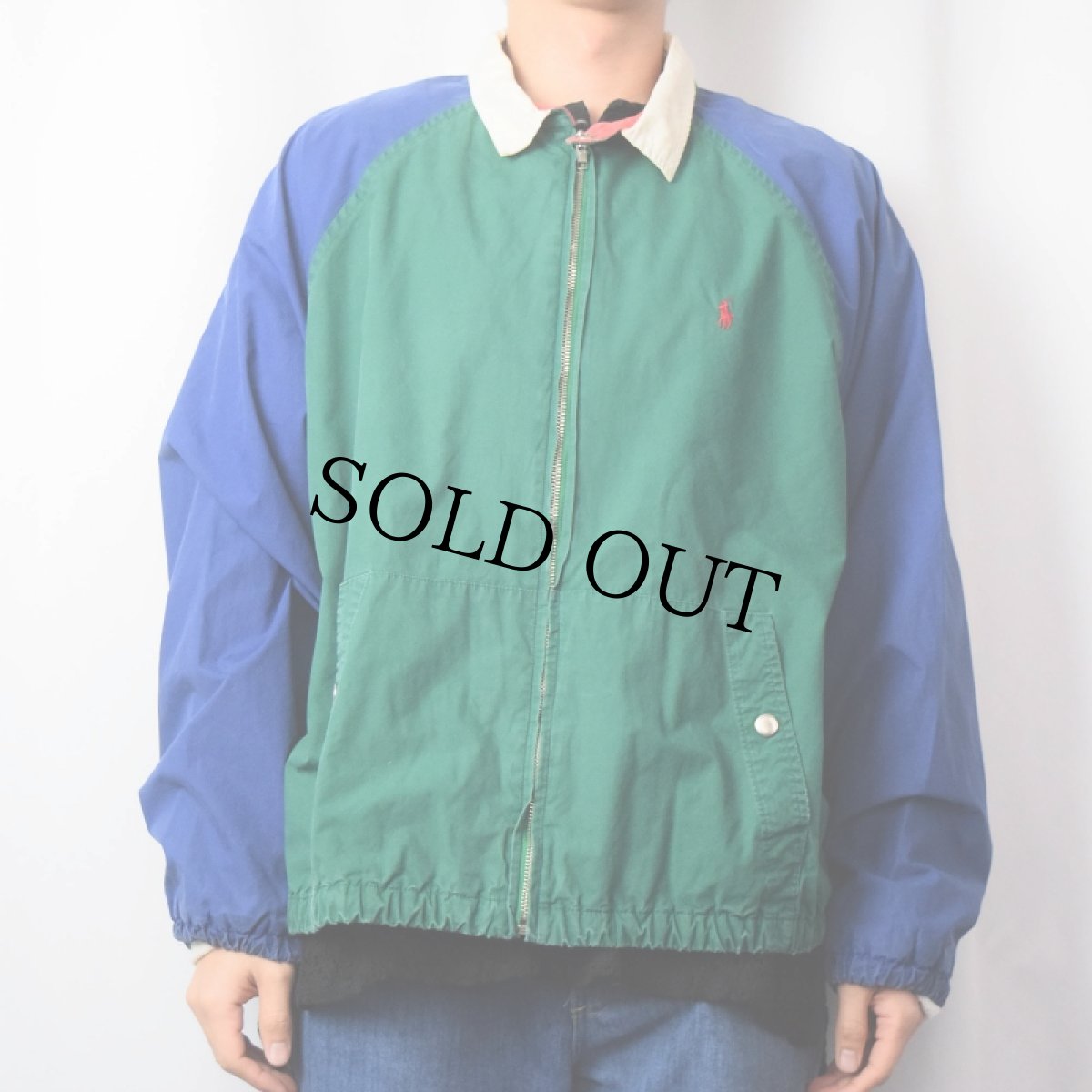 画像2: 90's POLO Ralph Lauren チンスト付き マルチカラーコットンジャケット L (2)