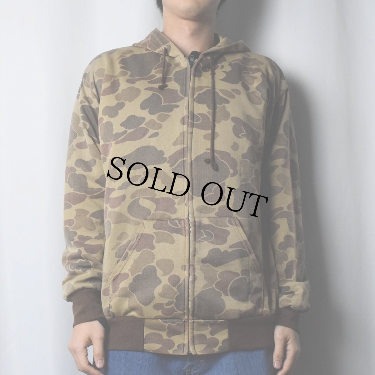 画像2: 80〜90's BASSETT-WALKER ダックハンターカモ柄 スウェットジップパーカー XL (2)