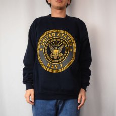 画像3: 90's SOFFE USA製 "U.S.NAVY" リフレクタープリントスウェット NAVY XL (3)