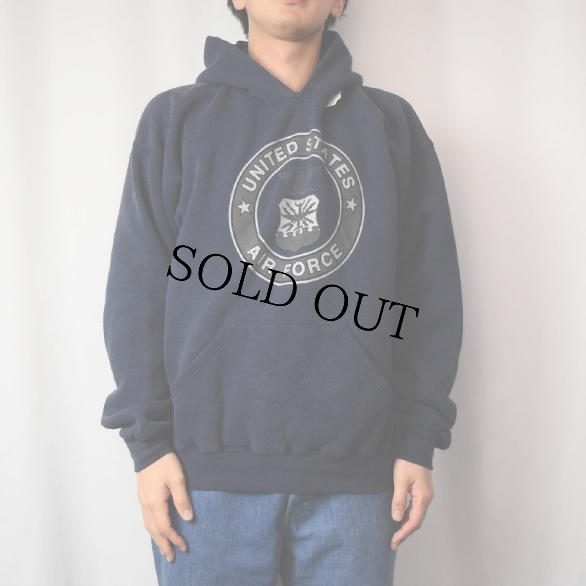 画像3: 90's SOFFE "U.S.AIR FORCE" リフレクタープリントスウェットフーディ MAVY L (3)