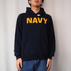 画像2: 90's SOFFE "NAVY" プリントスウェットフーディ NAVY M (2)