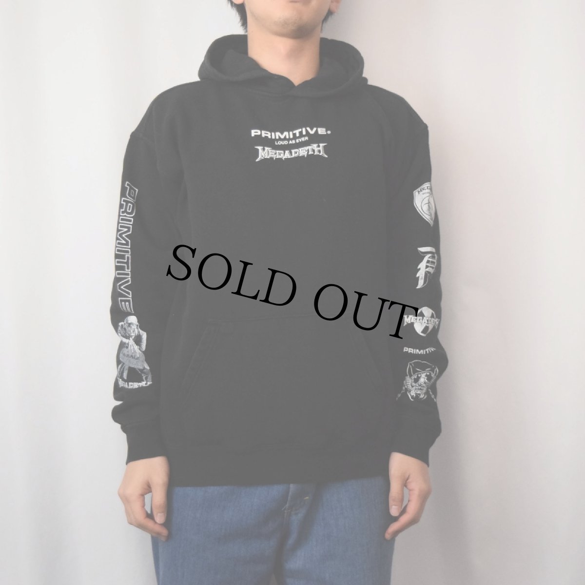 画像3: PRIMITIVE×MEGADETH スケートブランド×ヘヴィメタルバンド 袖プリントスウェットフーディ BLACK M (3)