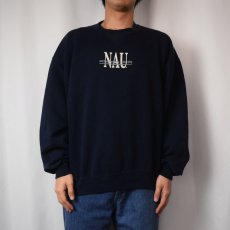 画像2: 90's〜 RUSSLL ATHLETIC USA製 "NAU" 前V プリントスウェット NAVY XL (2)