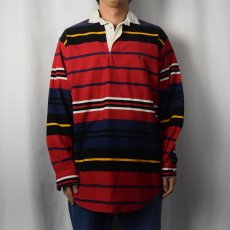 画像2: POLO Ralph Lauren ボーダー柄 ラガーシャツ M (2)