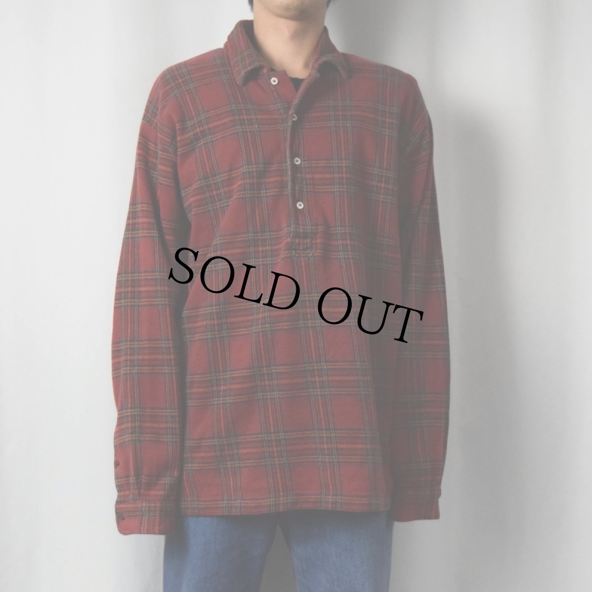 画像2: 90's POLO Ralph Lauren チェック柄 プルオーバーヘビーネルシャツ L (2)