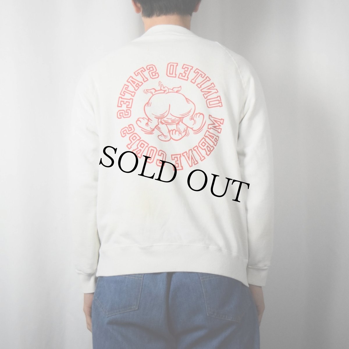 画像4: 90's SOFFE USA製 "UNITED STATES MARINE CORPS" プリントラグランスウェット L (4)