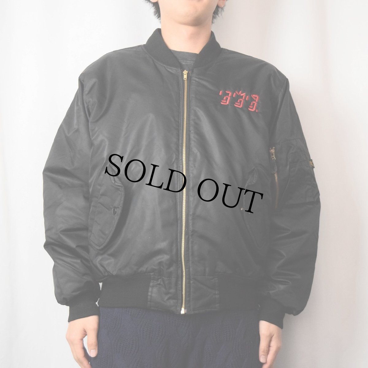 画像3: THE POLICE ロックバンド刺繍 ナイロンフライトジャケット BLACK S (3)