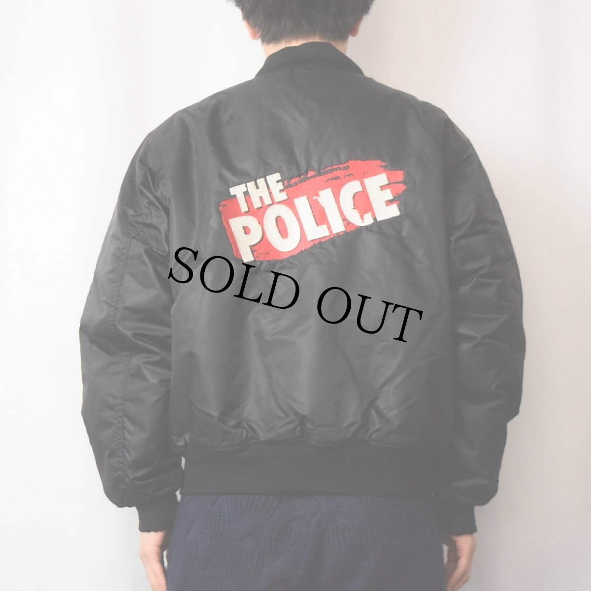 画像4: THE POLICE ロックバンド刺繍 ナイロンフライトジャケット BLACK S (4)