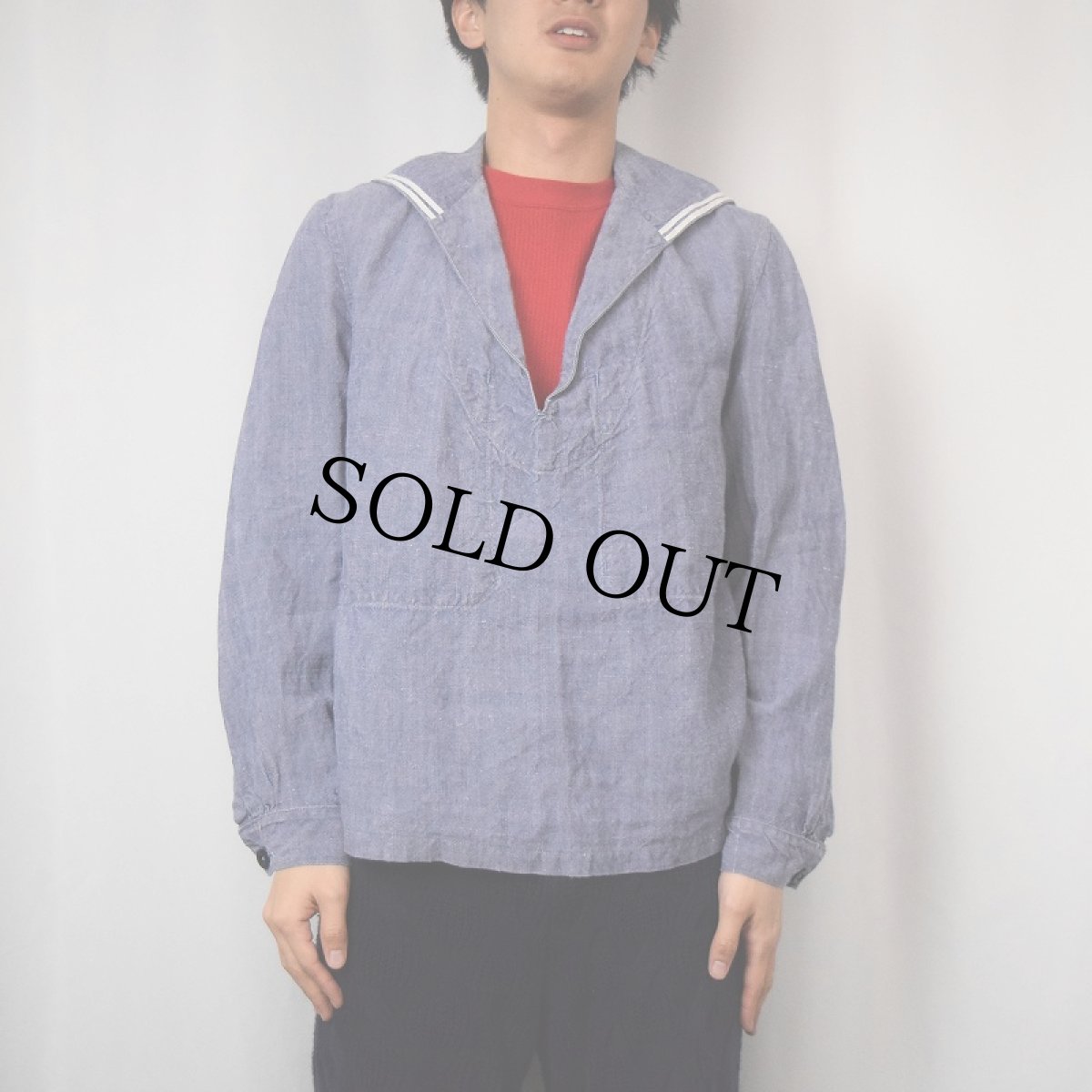 画像2: 50's FRENCH MILITARY リネンセーラーシャツ (2)