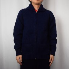 画像2: 60〜70's カウチンニットジャケット NAVY (2)