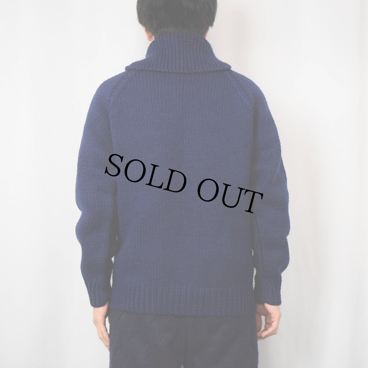 画像3: 60〜70's カウチンニットジャケット NAVY (3)