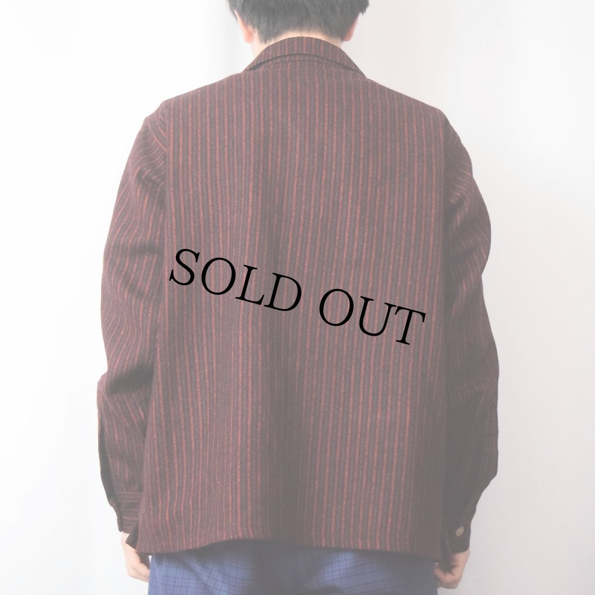 画像3: 50〜60's Woolmaster ストライプ柄 オープンカラーウールシャツ M (3)