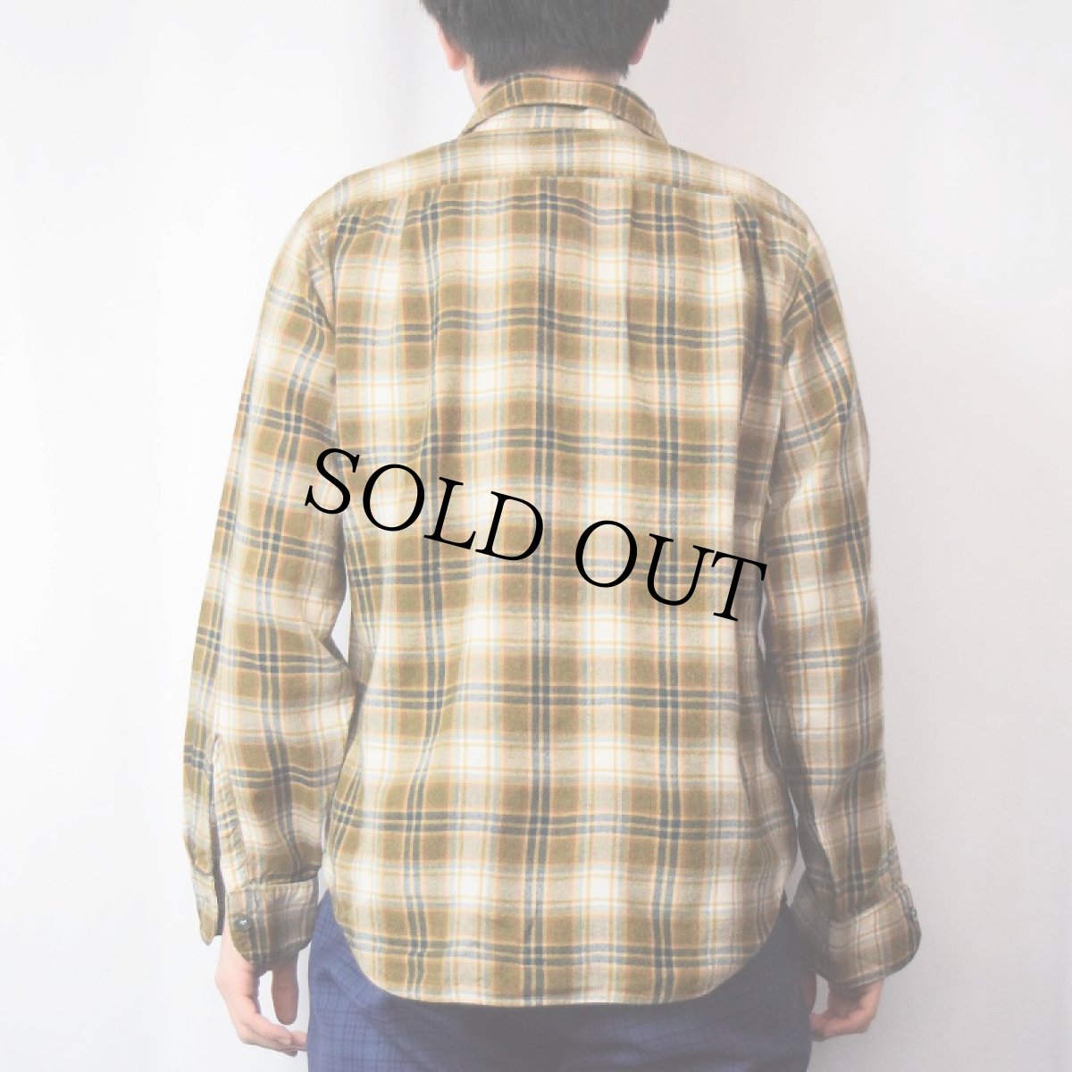 画像3: 60's VIYELLA CANADA製 チェック柄 オープンカラーウールシャツ S (3)