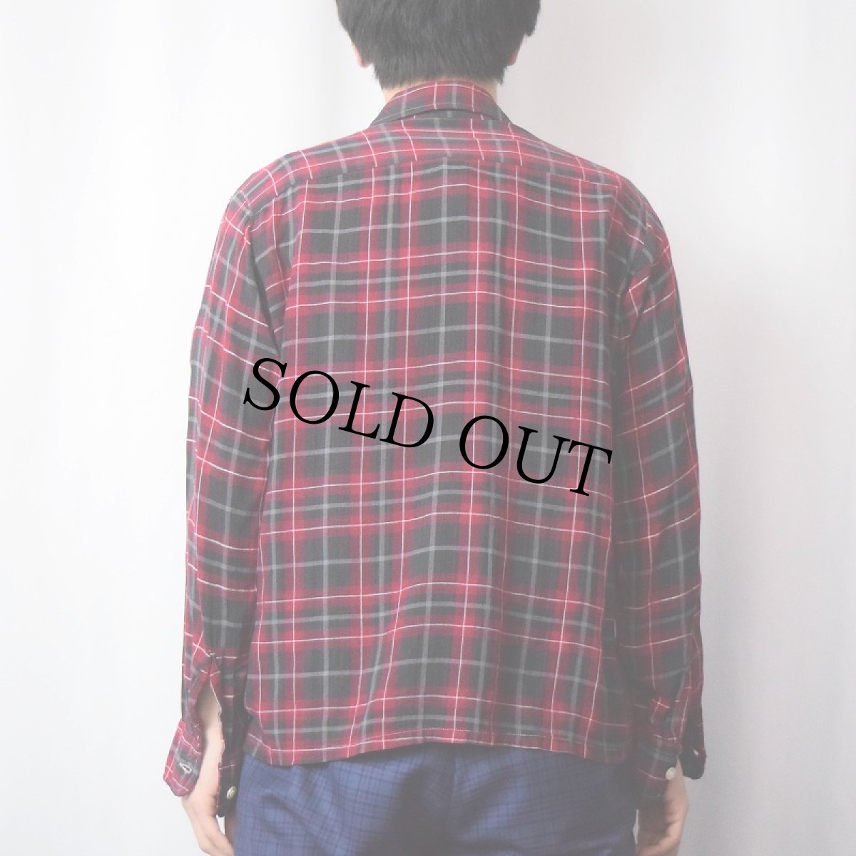 画像3: 60's〜 チェック柄 オープンカラーレーヨンシャツ (3)