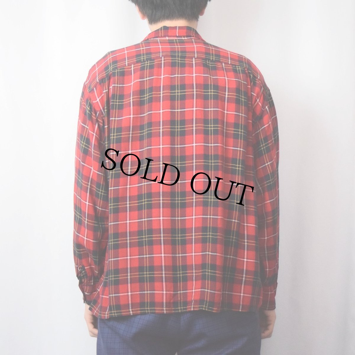 画像3: 60's〜 from the 909 Collection チェック柄 オープンカラーレーヨンシャツ XL (3)