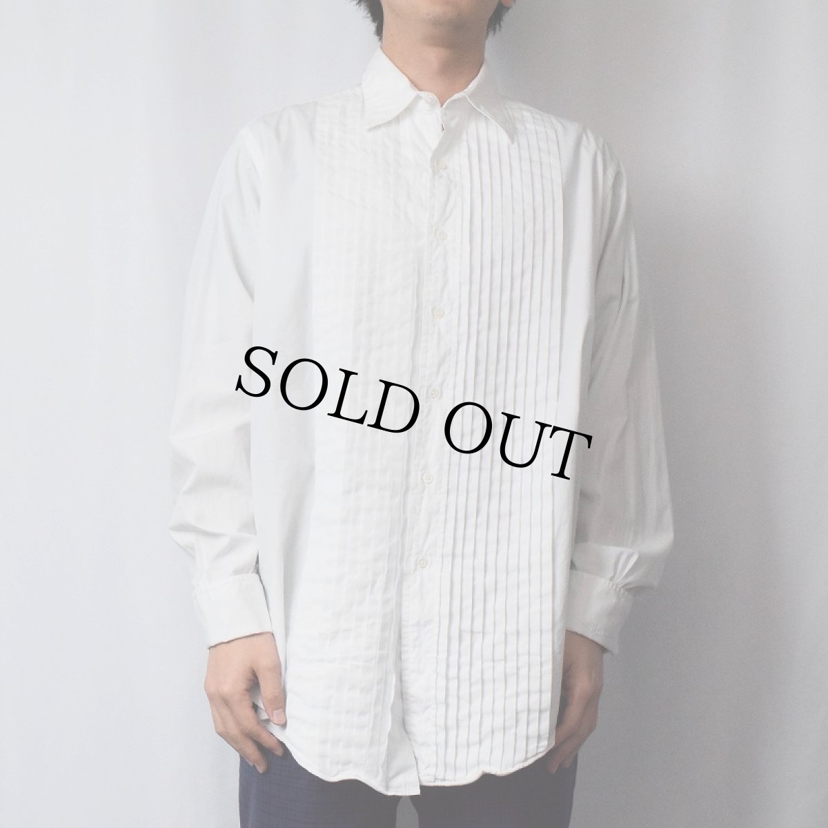 画像2: 90's Brooks Brothers USA製 ダブルカフス プリーツデザインドレスシャツ SIZE16-3 (2)