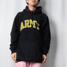 画像2: 90's STEVE AND BARRY'S REVERSE WEAVE TYPE "ARMY" プリントスウェットフーディ BLACK XL  (2)