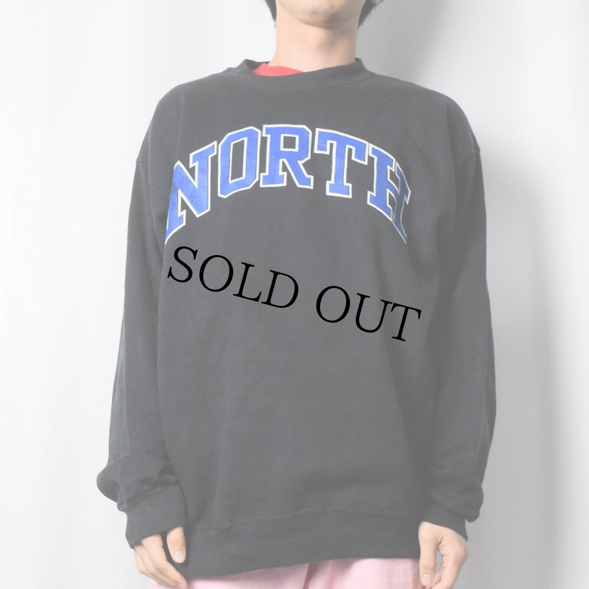 画像2: 90's TULTEX USA製 "NORTH" プリントスウェット BLACK XL (2)