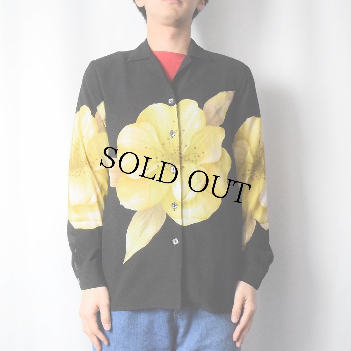 画像4: SAG HARBOR 花柄 オープンカラーシースルーシャツ BLACK (4)