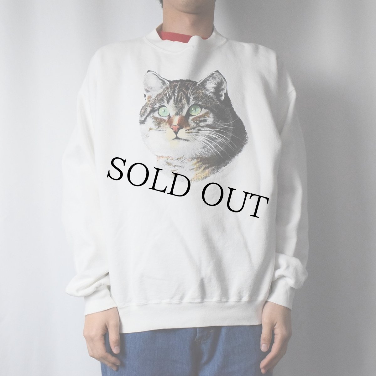 画像2: 90's THE PERFECT SHIRT COMPANY USA製 猫プリントスウェット XL (2)
