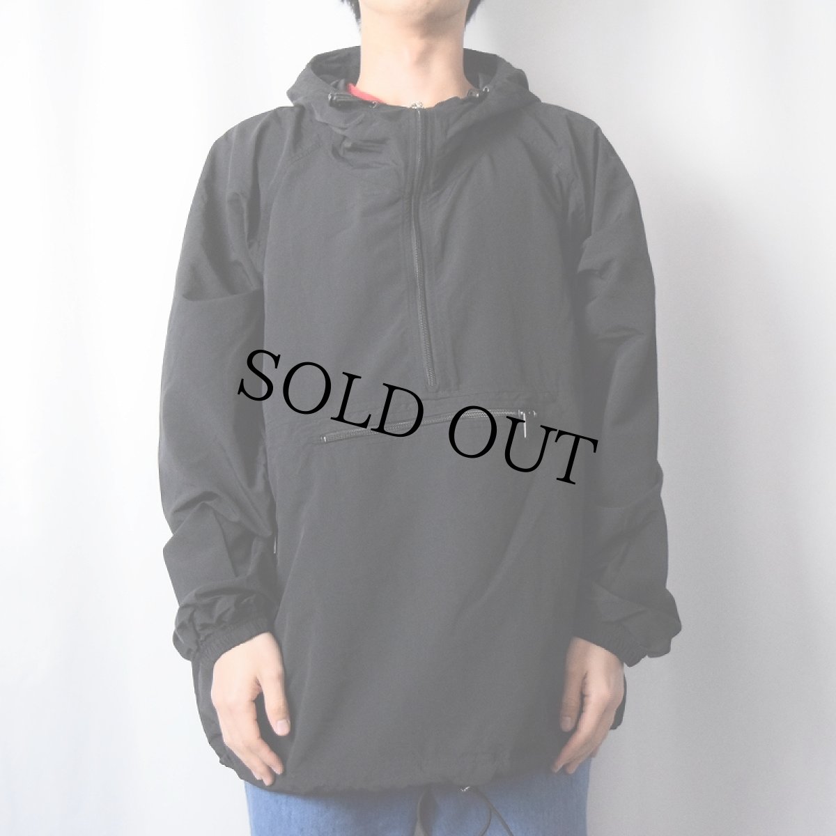 画像2: 90's LANDS' END ナイロン アノラックパーカー BLACK XL (2)