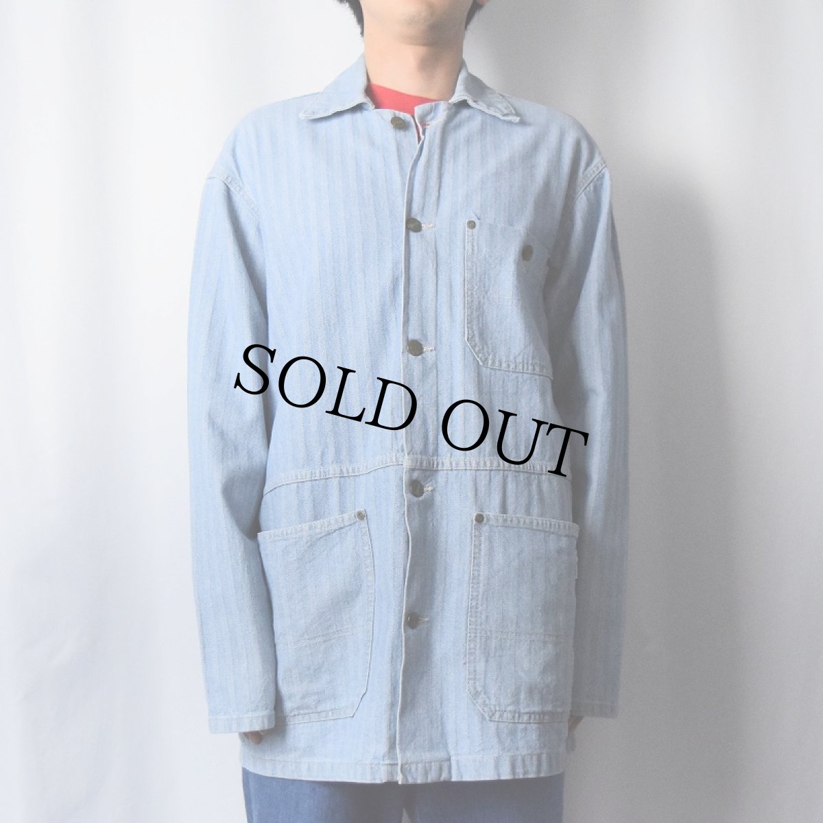 画像2: 80〜90's BIG SMITH ヘリンボーンツイル カバーオール (2)