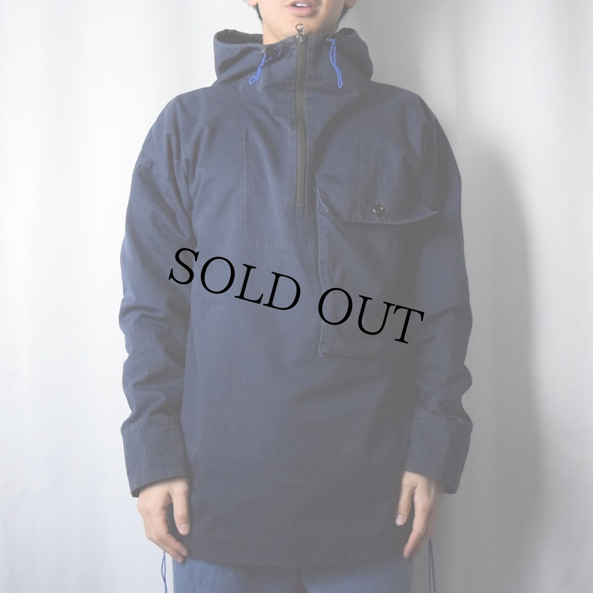 画像2: EURO EU製 コットン×ポリエステル アノラックパーカー NAVY (2)