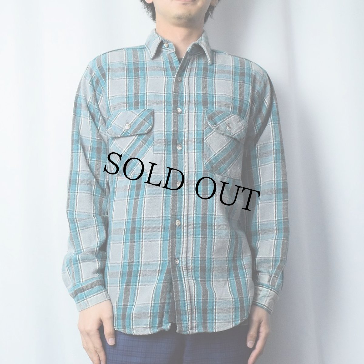 画像2: 70〜80's FIVE BROTHER USA製 チェック柄 ヘビーネルシャツ M (2)