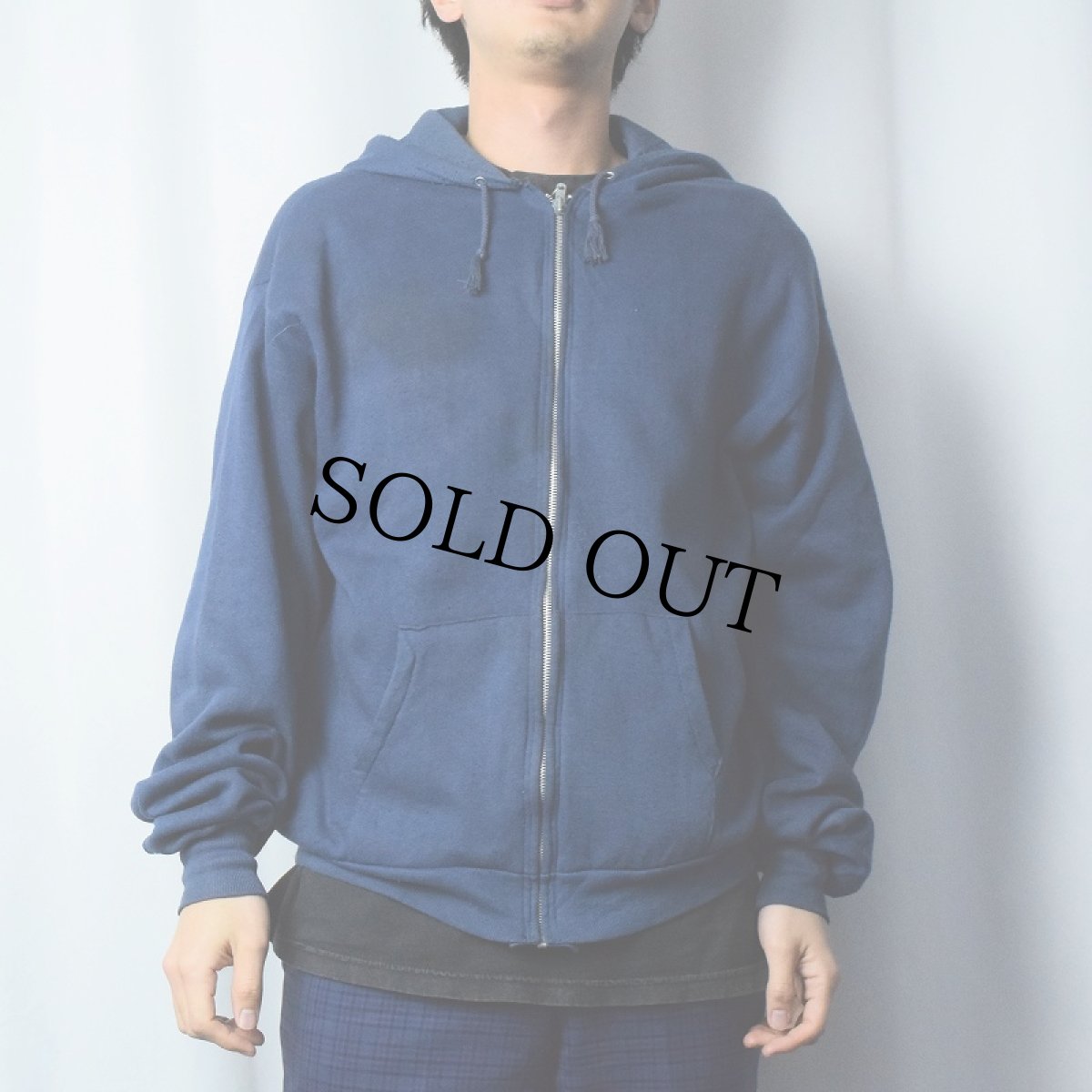 画像2: 80's Healthknit USA製 無地スウェットジップパーカー NAVY XL (2)