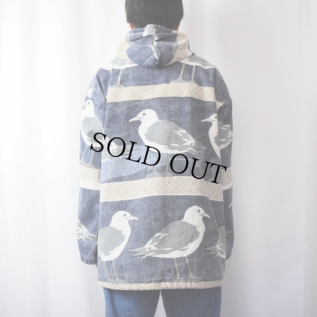 画像3: 90's MICHIGAN RAG CO. USA製 カモメ柄 コットンパーカー NAVY S/M (3)