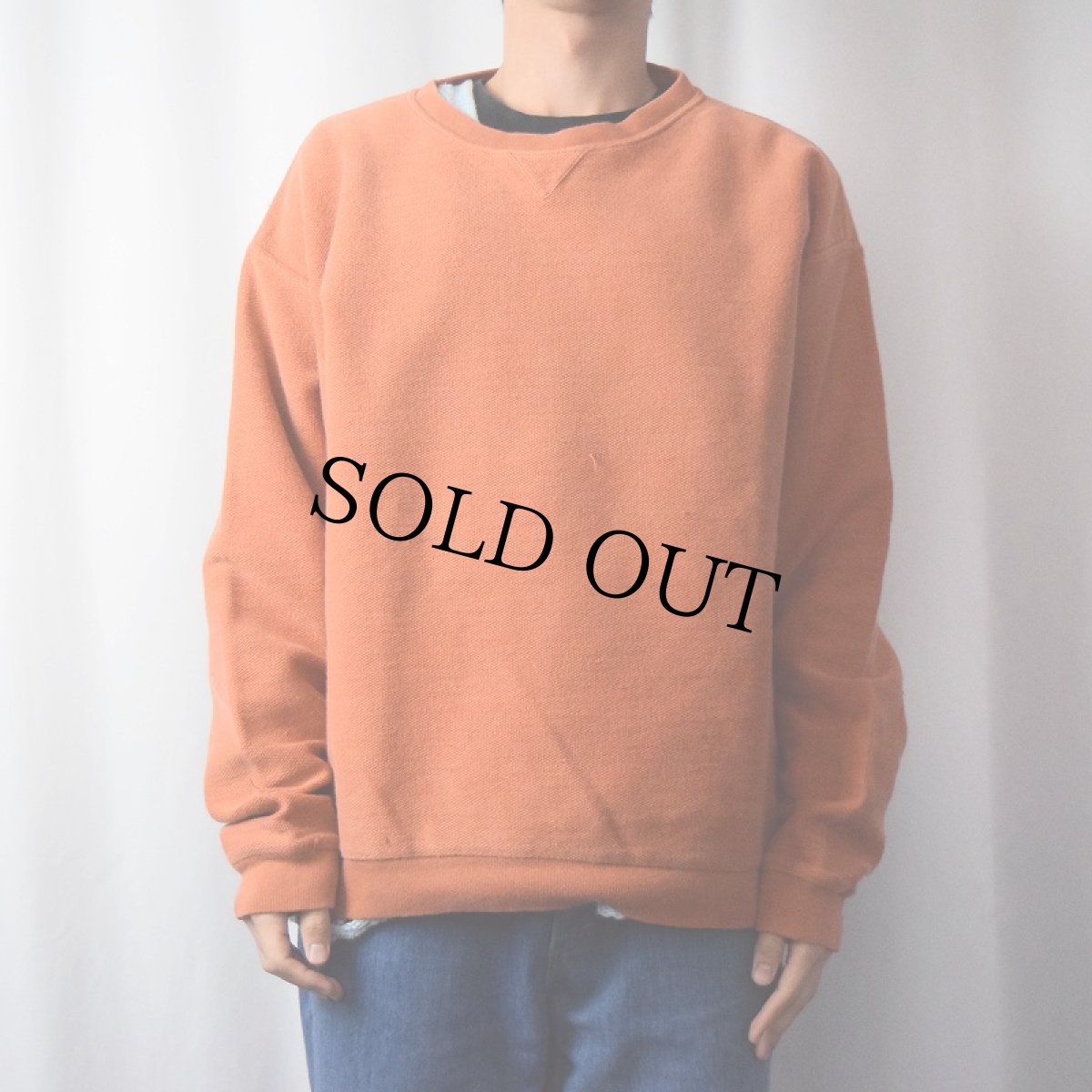 画像2: 90's LANDS' END USA製 USA製 前V 鹿の子スウェット L (2)