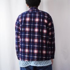 画像3: 70's AHM チェック柄 プリントネルシャツ NAVY M (3)