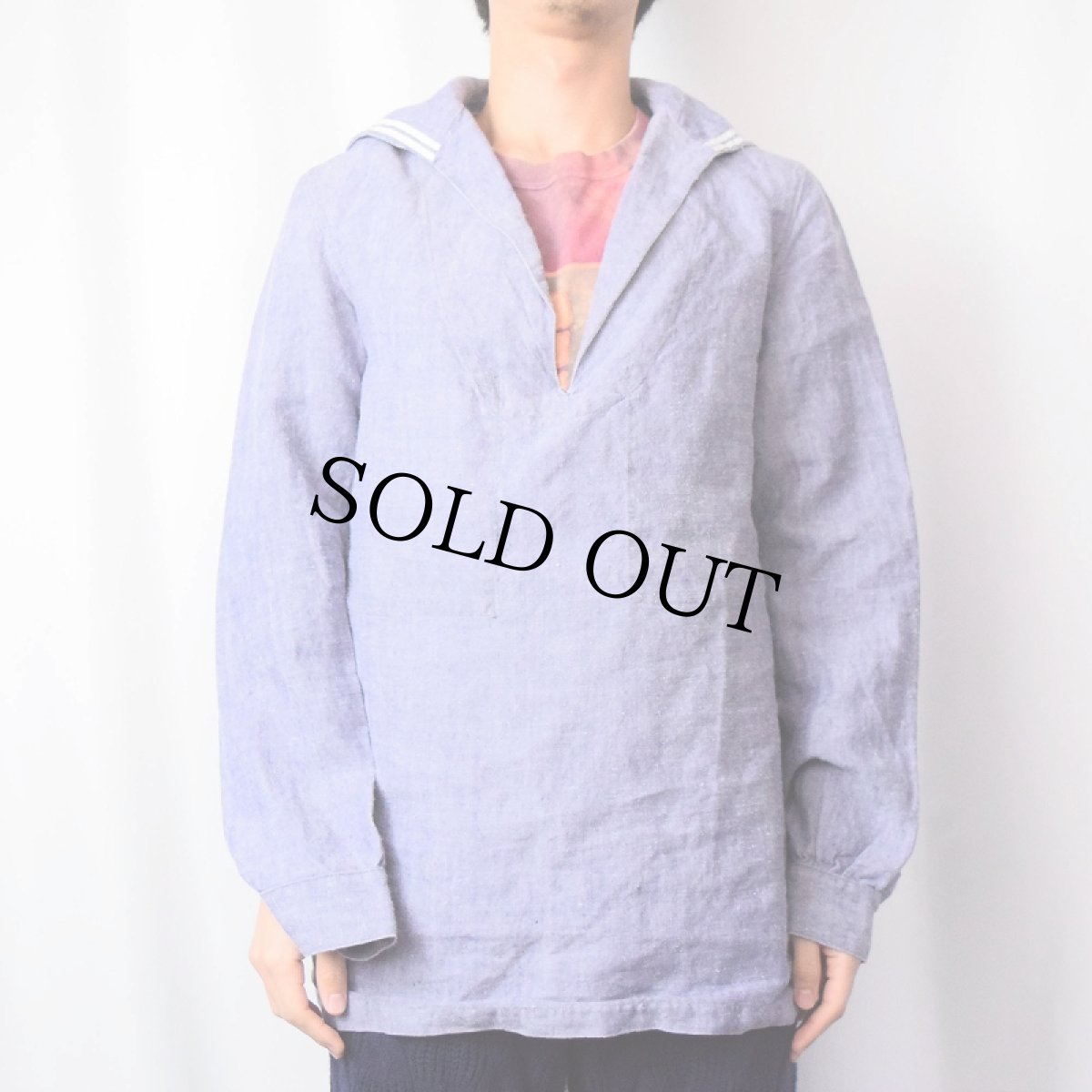 画像2: 50〜60's FRENCH MILITARY リネンセーラーシャツ (2)