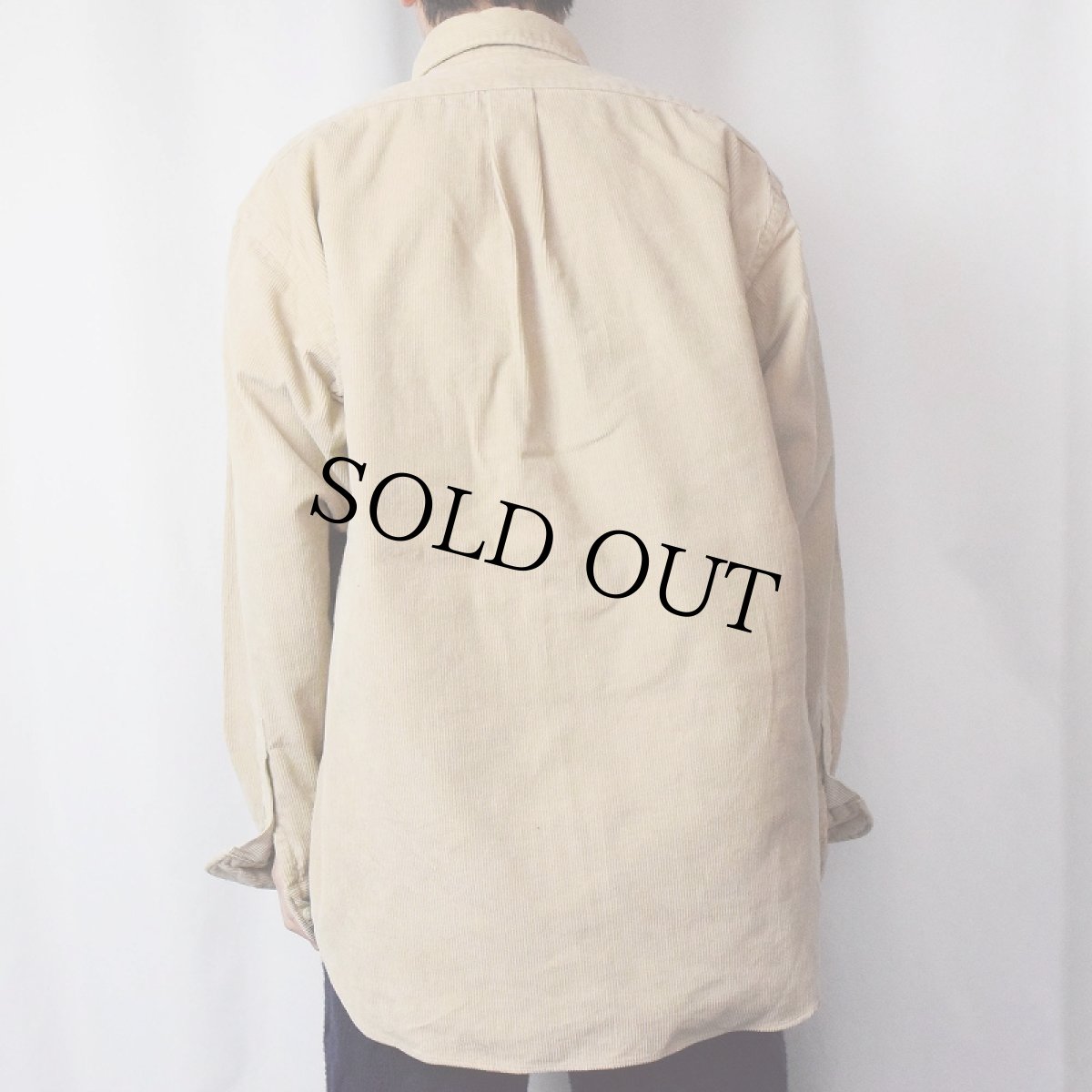 画像3: POLO Ralph Lauren "BLAIRE" ロゴ刺繍 ボタンダウン 太畝コーデュロイシャツ L (3)