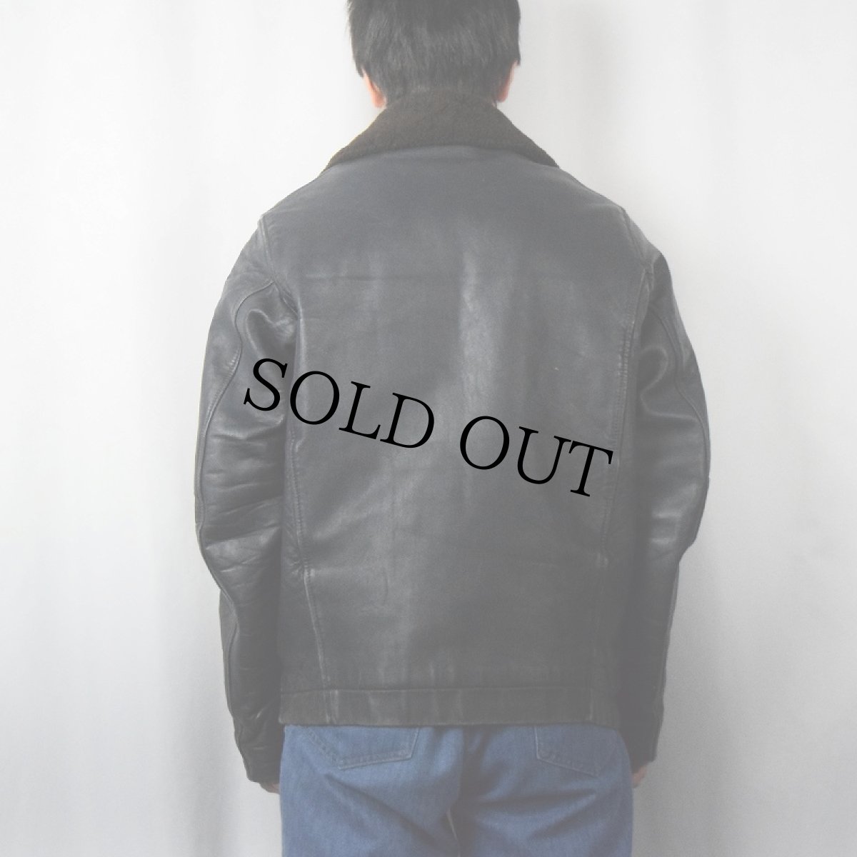 画像3: 70's〜 FRENCH ARMY レザーパイロットジャケット NAVY (3)