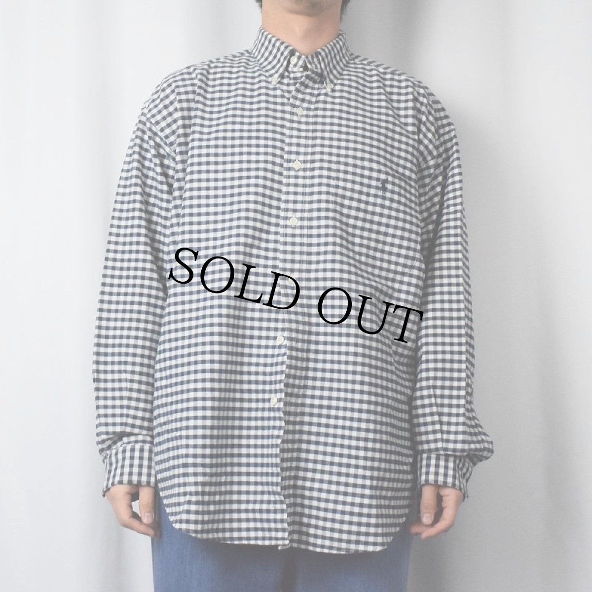 画像2: POLO Ralph Lauren "BIG SHIRT" ロゴ刺繍 ギンガムチェック柄 ボタンダウン コットンシャツ L (2)