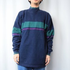 画像2: 80's L.L.Bean USA製 モックネック ヘビーウェイトロンT NAVY XL (2)