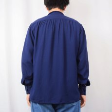 画像3: 50〜60's CREST WOOD オープンカラー レーヨンシャツ NAVY M (3)