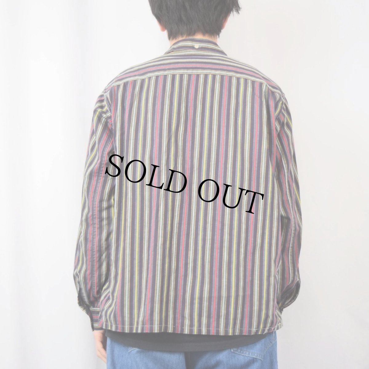 画像3: 60's Fleetline マルチストライプ柄 オープンカラーシャツ L (3)