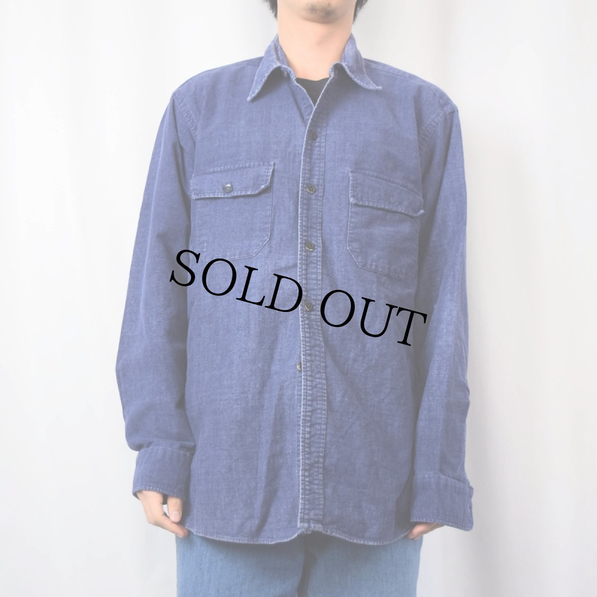 画像2: 70's L.L.Bean 筆記体タグ シャモアクロスシャツ NAVY SIZE17 (2)